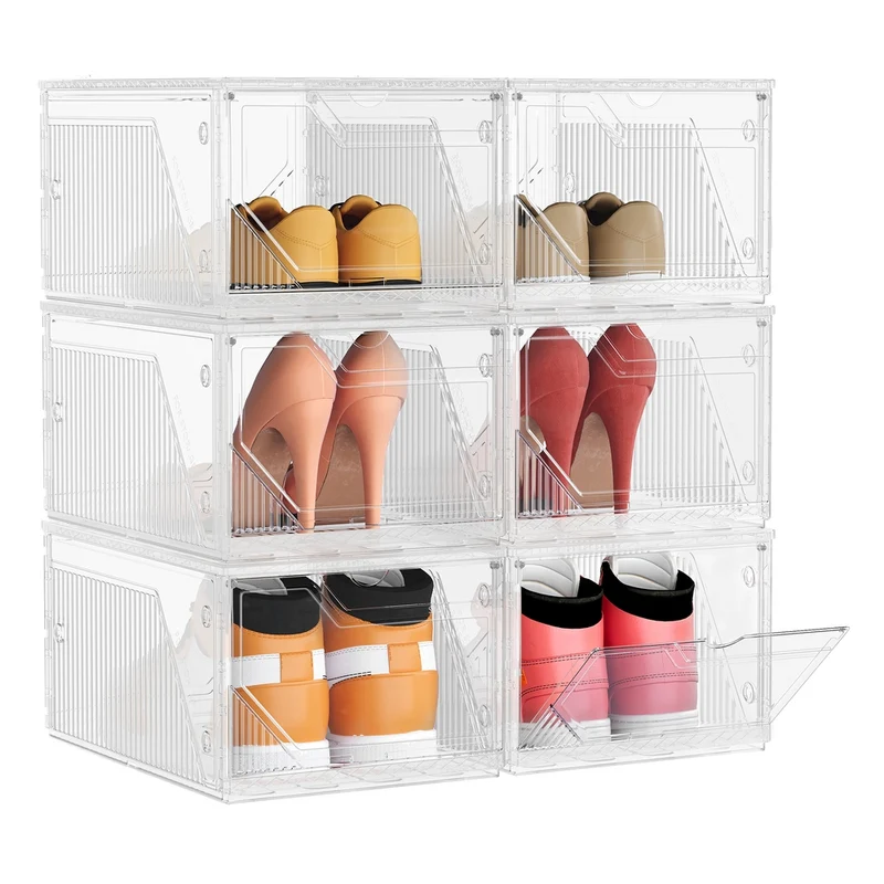 Stapelbare Schuhboxen aus Kunststoff mit Magnetverschluss