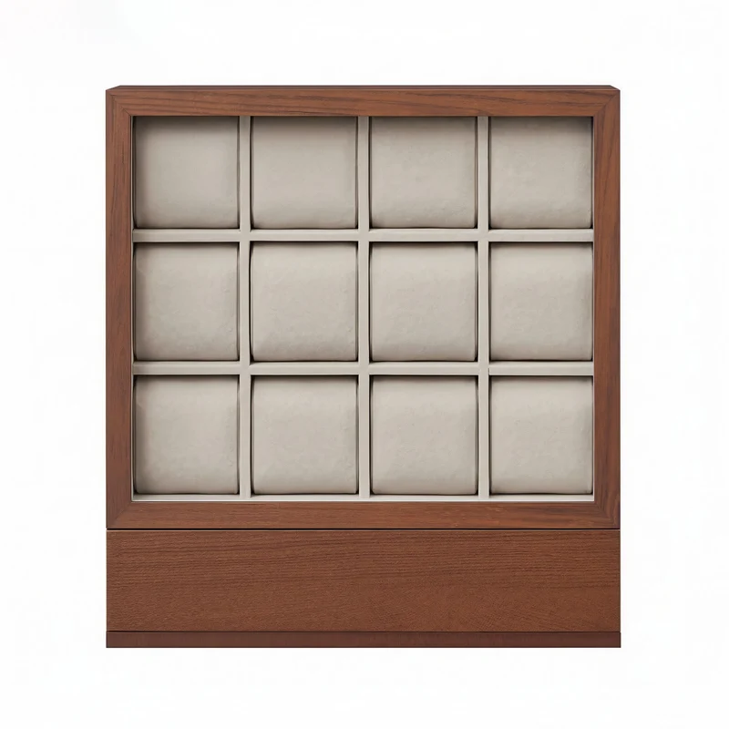Uhrenbox 12 Fächer mit Fenster Geschenkidee kaffeebraun
