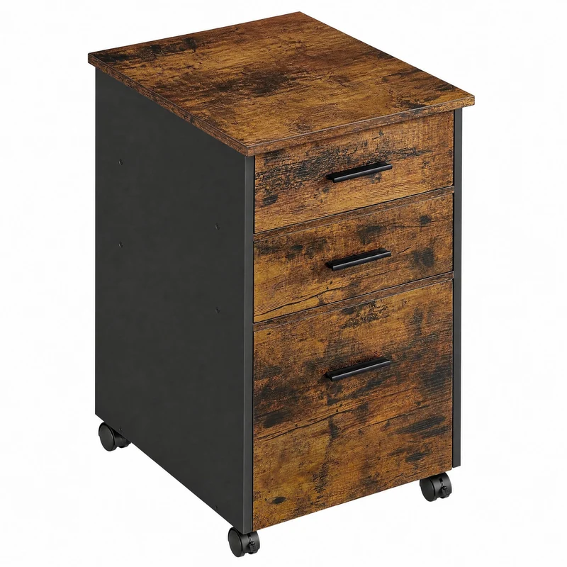 Rollcontainer mit 3 Schubladen vintagebraun-schwarz