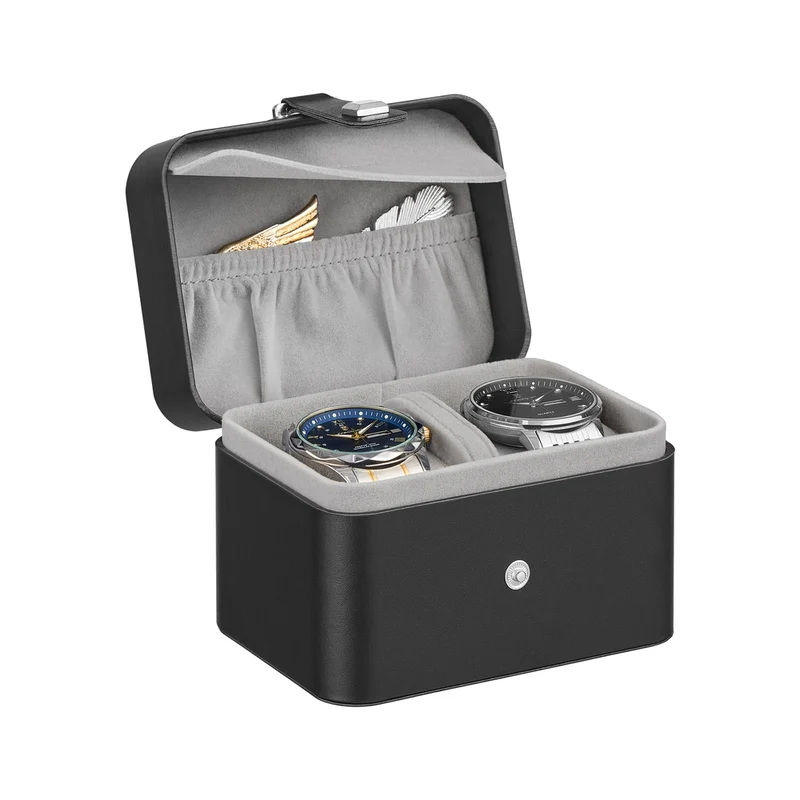 Uhrenbox mit zwei Fächern und weichem Innenfutter