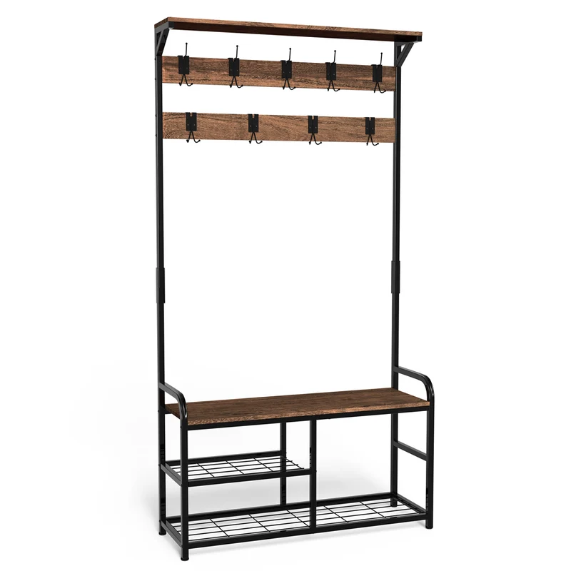 Garderobenständer mit Schuhregal u. Sitzfläche für Flur 185x85x33cm