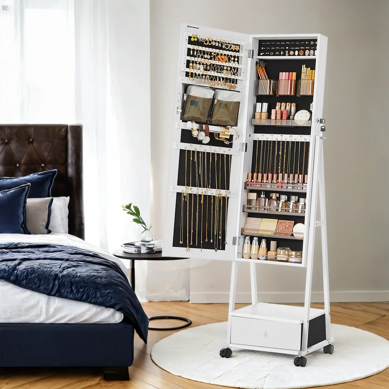 Rollbarer Schmuckorganizer mit Ganzkörperspiegel