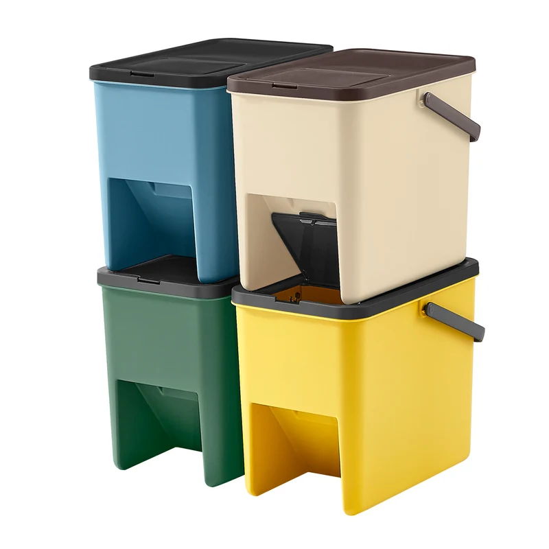 Mülleimer 4er Set je 20 L mit Aufklebern