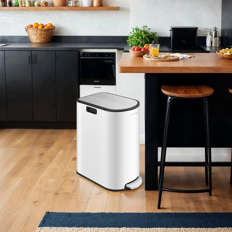 Mülltrennsystem mit 2 Fächern metallisches
