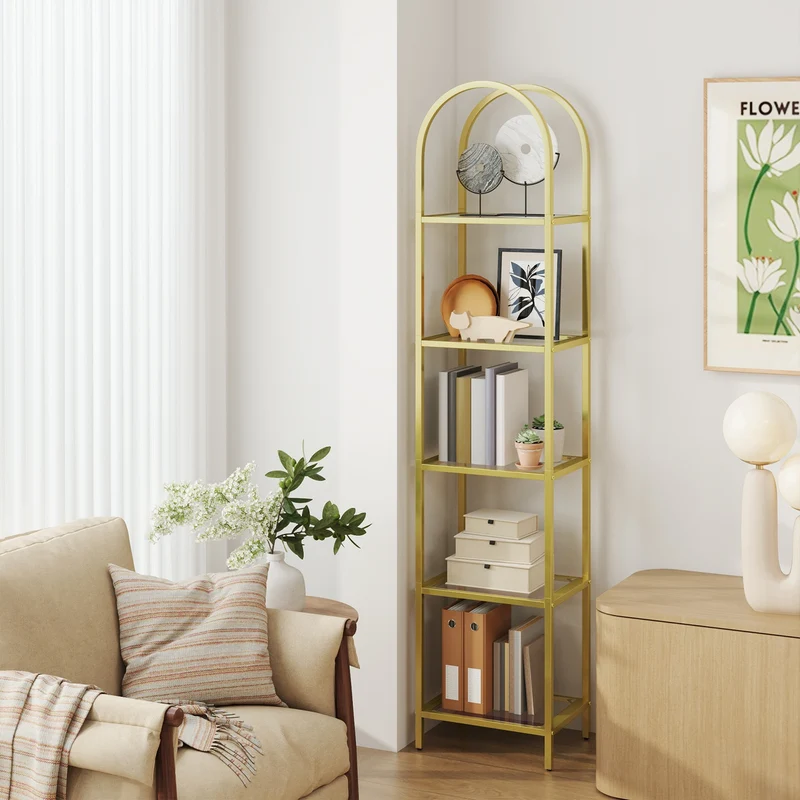 Regal aus Hartglas mit Metallstruktur