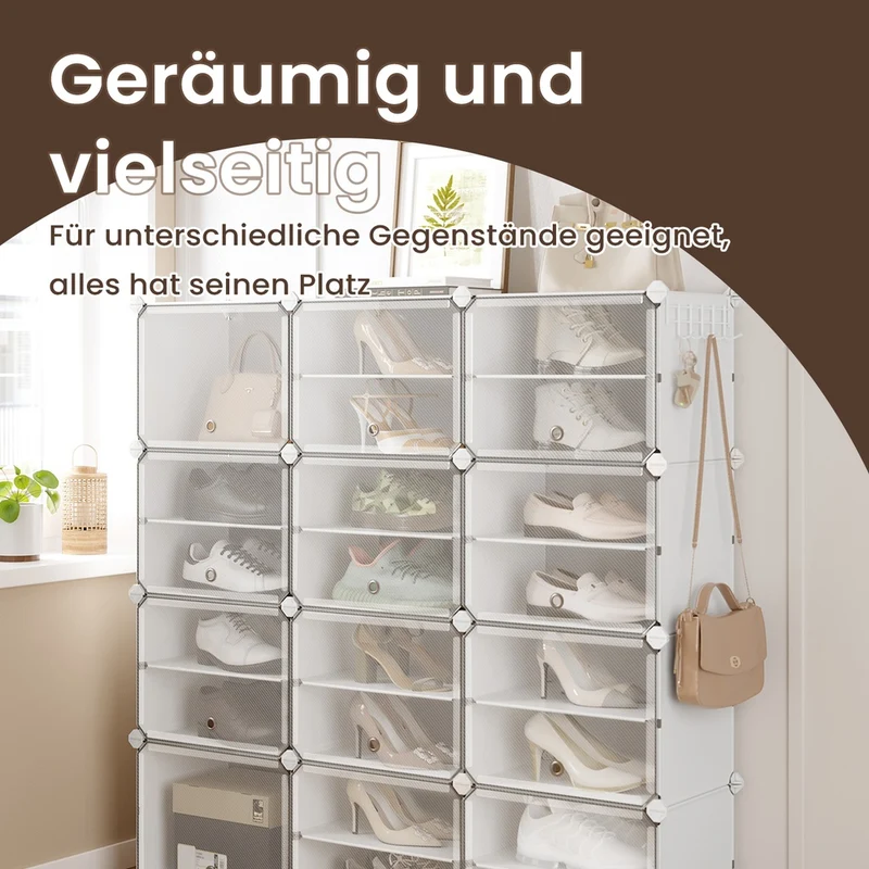 Schuhregal 6 Fächer aus Kunststoff und Stahlrahmen mit Türen