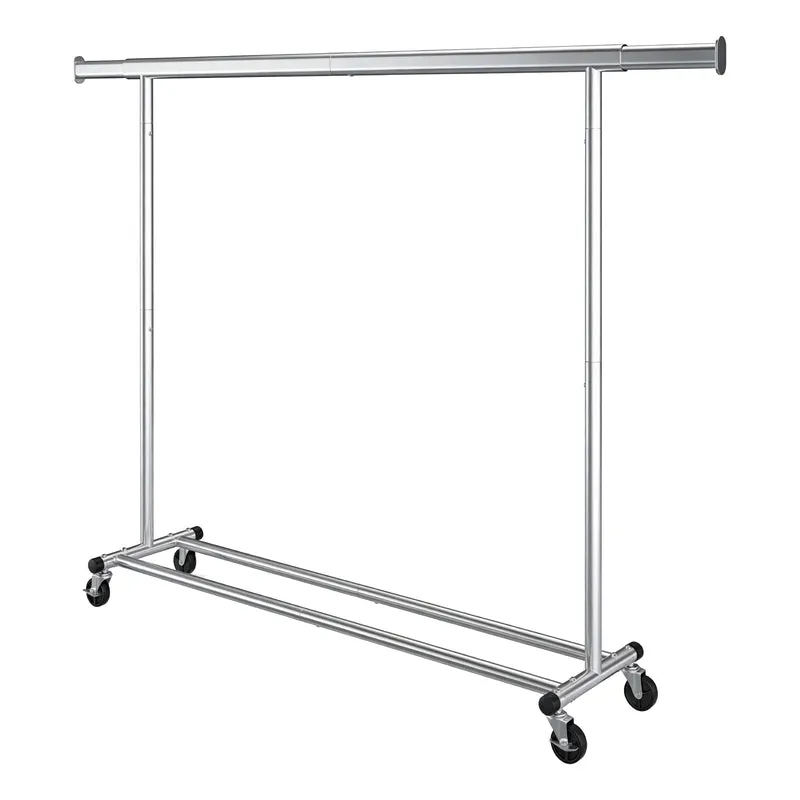 SONGMICS Kleiderständer auf Rollen, Schwerlast-Garderobenständer, ausziehbare Kleiderstange